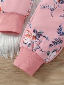 Toddler Girls Floral Print Ruffle Trim Sweatshirt & Joggers - Dusty Pink - View 6