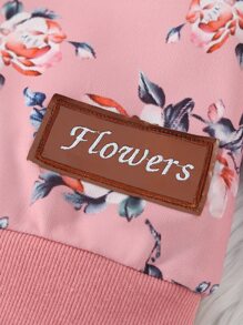 Toddler Girls Floral Print Ruffle Trim Sweatshirt & Joggers - Dusty Pink - View 7
