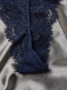 Women Casual Lace Thong Panties Multicolor Scallop Plain Underwear High Stretch Fabric - Multicolor - View 3