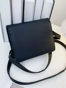 1 pieza Bolso bandolera cuadrado pequeño PU con cierre magnético, diseño casual y versátil, adecuado para hombres, correa ajustable, bolso de uso diario y de viaje, regalo ideal para Navidad, Acción de Gracias, campamento, vuelta al cole, bolso de hombro vintage - Negro - Ver 5