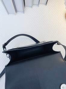 1 pieza Bolso bandolera cuadrado pequeño PU con cierre magnético, diseño casual y versátil, adecuado para hombres, correa ajustable, bolso de uso diario y de viaje, regalo ideal para Navidad, Acción de Gracias, campamento, vuelta al cole, bolso de hombro vintage - Negro - Ver 6