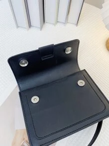 1 pieza Bolso bandolera cuadrado pequeño PU con cierre magnético, diseño casual y versátil, adecuado para hombres, correa ajustable, bolso de uso diario y de viaje, regalo ideal para Navidad, Acción de Gracias, campamento, vuelta al cole, bolso de hombro vintage - Negro - Ver 8