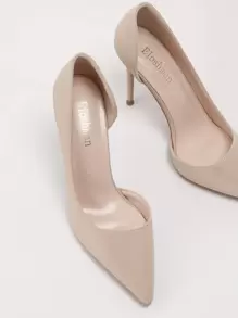 Zapatos de tacón de aguja de corte minimalistas de otoño/invierno 2025, zapatos de tacón alto de unicolor elegante en color albaricoque, elegantes - Albaricoque - Ver 4