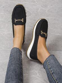 Zapatos con diseño metal sin cordones - Negro - Ver 2