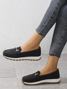 Zapatos con diseño metal sin cordones - Negro - Ver 3