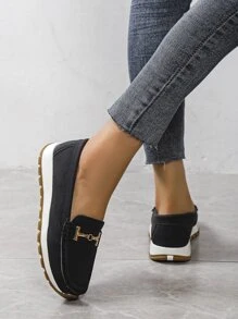 Zapatos con diseño metal sin cordones - Negro - Ver 4