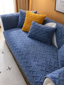 1pc Geometric Jacquard Sofa Towel - Royal Blue - View 1