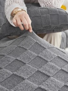 1pc Checkered Textured Stretchy Sofa Seat Cushion Cover - Light Grey - View 4