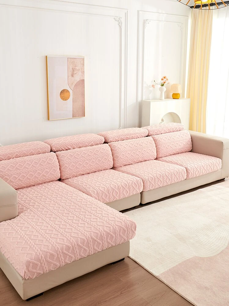 1 ชิ้น ผ้าคลุมเบาะโซฟาลายแจ็คการ์ด กันลื่น ทนกับฤดูหนาว อบอุ่น ผิวนุ่ม เป็นมิตรกับผิวหนัง ป้องกันสัตว์เลี้ยง ยืดหยุ่น สีพื้นทนต่อรอยขีดข่วน เหมาะสำหรับโซฟาองค์ประกอบ L และโซฟา 1/2/3/4 ที่นั่ง (ชิ้นเดียว) - สีชมพู - ดู 5