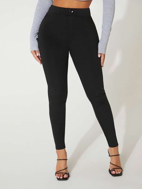 SHEIN PETITE High Waist Skinny Bodycon Black Pants