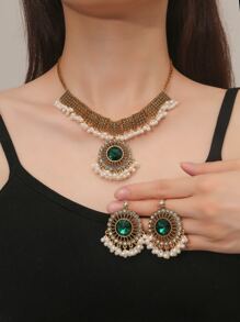 3入組珍珠和寶石裝飾首飾套裝 - 彩色 - 查看 1