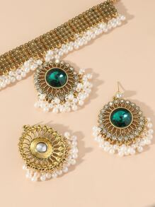 3入組珍珠和寶石裝飾首飾套裝 - 彩色 - 查看 2