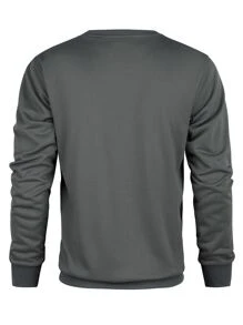 Men Pumpkin Print Sweatshirt, For Halloween - Dark Grey - View 2
