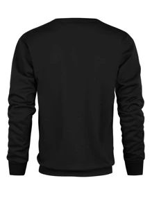 Men Christmas Print Sweatshirt - Black - View 2