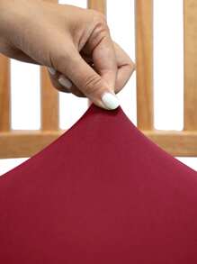 Solid Color Stretchy Chair Seat Cushion Cover, Removable Washable Chair Seat Protector, Chair Seat Cover For Dining Room, Home Decor - Rose Red - View 5