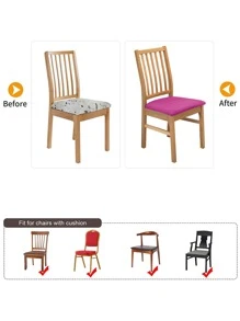 1pc Ghế co giãn trơn - Màu Hồng Tươi - Xem 5