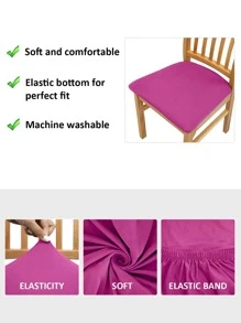 1pc Ghế co giãn trơn - Màu Hồng Tươi - Xem 6