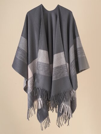 1 pièce Poncho Boho à carreaux chaud pour écharpe, convenable pour les activités en plein air et les voyages