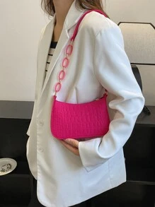 Crocodile Embossed Chain Bag