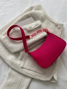 Crocodile Embossed Chain Bag