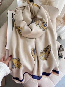 Pañuelo con estampado de pluma - Multicolor - Ver 1