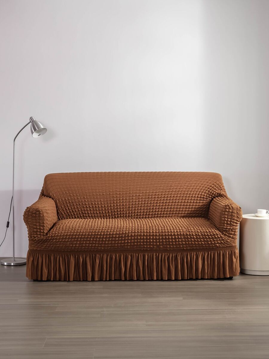 1入組彈力沙發套帶裙子易貼合沙髮沙發套耐用可水洗通用高彈性家具保護套 - 芥末黃 - 查看 1