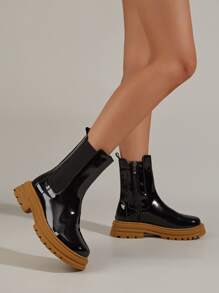 Zipper Side Chelsea Boots - Black - View 1