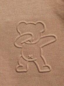 SHEIN Tween Boys Casual Crew Neck Long Sleeve Cartoon Embroidery Pullover Sweatshirt - Khaki - View 3