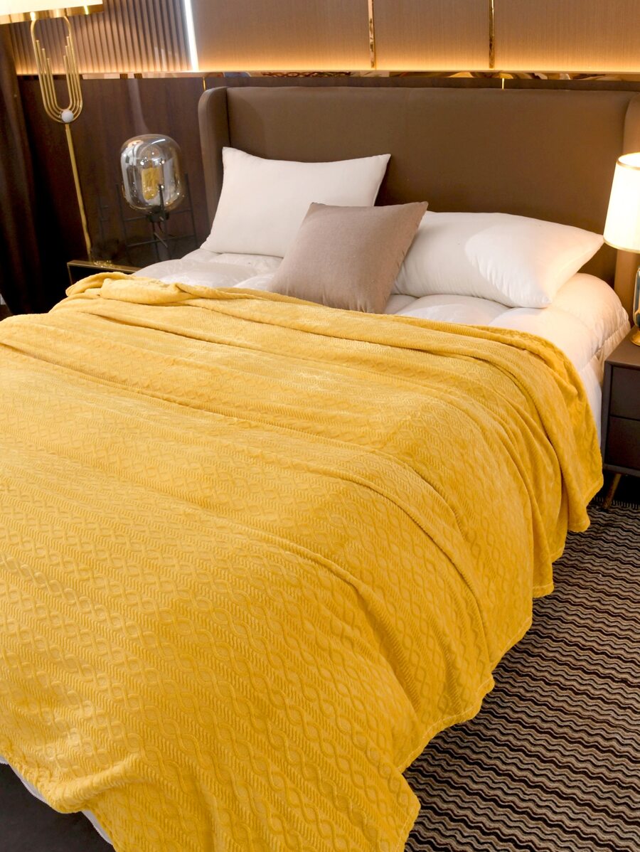 幾何提花毯子 - 薑色 - 查看 1