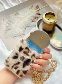 Phone Case With Leopard Fluffy Card Bag & Lanyard - Multicolor - View 5