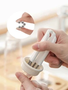 1 pieza cepillo de limpieza teclado de plástico multifunción blanco, cepillo de limpieza cubierta de vidrio de taza sólida, limpiador de biberones de biberón, limpieza utensilios de cocina - Blanco - Ver 7