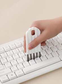 1 pieza cepillo de limpieza teclado de plástico multifunción blanco, cepillo de limpieza cubierta de vidrio de taza sólida, limpiador de biberones de biberón, limpieza utensilios de cocina - Blanco - Ver 1