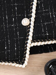 Tween Girl Button Front Asymmetrical Hem Skirt - Black - View 3