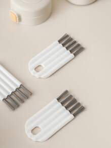 1 pieza cepillo de limpieza teclado de plástico multifunción blanco, cepillo de limpieza cubierta de vidrio de taza sólida, limpiador de biberones de biberón, limpieza utensilios de cocina - Blanco - Ver 8