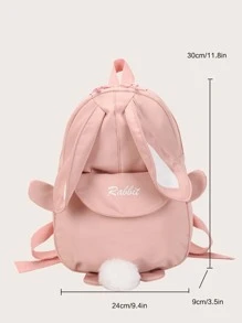 女孩字母刺繡兔子設計功能背包