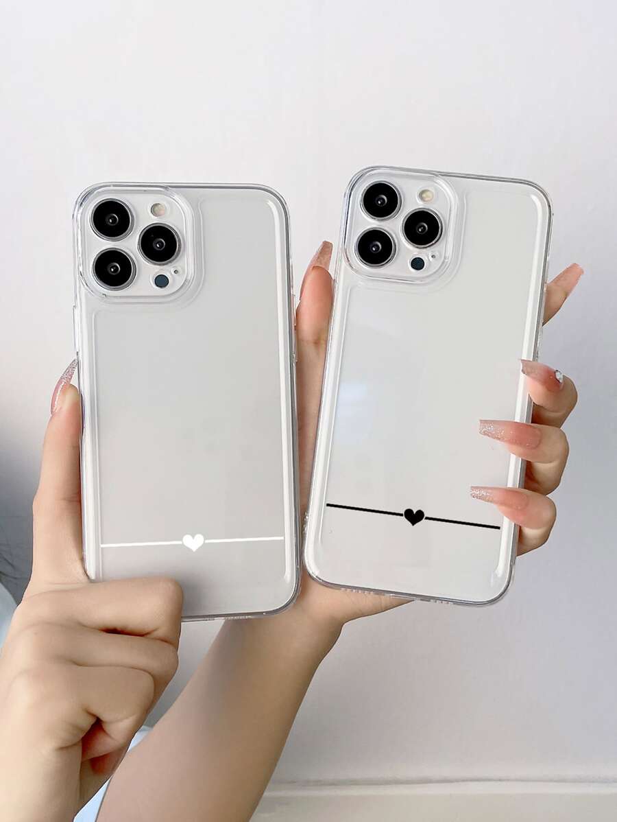 2pcs Heart Pattern Phone Case - Multicolor - View 1