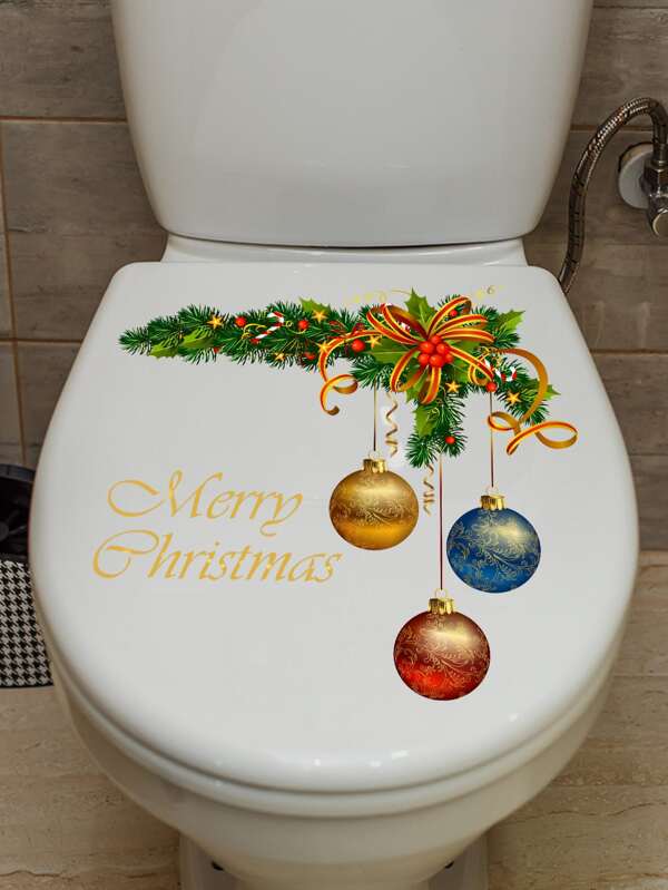 Adesivo de tampa de vaso sanitário com bola e slogan, 1 peça, adesivo, adesivo de parede, adesivo de vinil para decoração de casa, itens de decoração de primavera para renovar sua casa, adesivos de decoração Rama