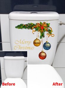 1 件球形和标语图形马桶盖贴花、贴纸、墙贴花、用于家居装饰的乙烯基贴花、春季装饰品让您的家焕然一新、Rama 装饰贴纸 - 彩色 - 查看 3