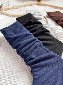 5pairs Toddler Kids Solid Over The Calf Socks - Nhiều màu - Xem 5