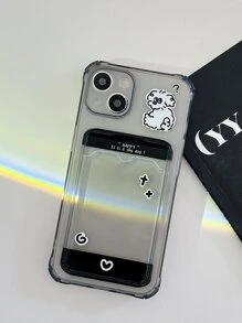 2入組小狗樣式插卡槽手機殼 - 黑與白 - 查看 3