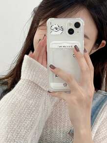 2入組小狗樣式插卡槽手機殼 - 黑與白 - 查看 4