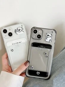 2入組小狗樣式插卡槽手機殼 - 黑與白 - 查看 6