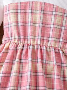 Girls Plaid Print Hooded Dress - Multicolor - View 4