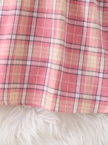 Girls Plaid Print Hooded Dress - Multicolor - View 6