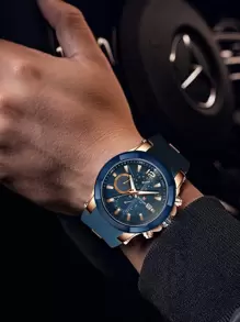 REWARD REWARD Men's Quartz Watch Silicone Band Business Fashion Style Timing Calendar Luminous Hands Multi-Functional Men Wristwatch High Quality Gift Classic Design Watch Band