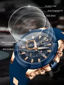 REWARD REWARD Men's Quartz Watch Silicone Band Business Fashion Style Timing Calendar Luminous Hands Multi-Functional Men Wristwatch High Quality Gift Classic Design Watch Band