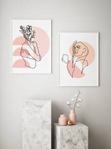 3pcs Abstract Figure Graphic Unframed Painting, Modern Hanging Wall Art Prints For Home Decor - Multicolor - View 7