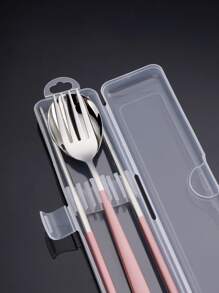 1pc Portable Cutlery Storage Box,Kitchen,Christmas Gift - Clear - View 4