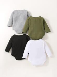 Bebé 4 piezas Body unicolor tejido de canalé - Multicolor - Ver 2