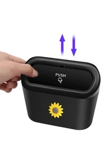 1 thùng rác thiết kế hình hoa hướng dương gắn cửa xe, thùng đựng rác di động cho xe hơi, phù hợp với mọi loại xe - màu đen - Xem 3